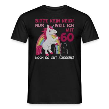 60. Geburtstag 60 Jahre Einhorn mit Rollator Stock - Männer T-Shirt - Schwarz - Vorne - AI Model Male 178 light (178cm)