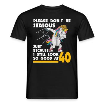 40th birthday 40 years unicorn with rollator stick - Men's T-Shirt - black - Front - AI Model Male 178 light (178cm)