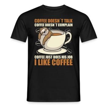 coffee doesn't talk coffee doesn't whine sloth - Men's T-Shirt - black - Front - AI Model Male 178 light (178cm)