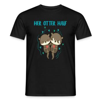 Otter Her Otter a aidé la tenue partenaire de Valtinstag - T-shirt homme - noir - Devant - AI Model Male 178 light (178cm)
