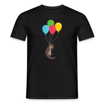 Loutre sur ballons loutre cadeau animal mignon - T-shirt homme - noir - Devant - AI Model Male 178 light (178cm)