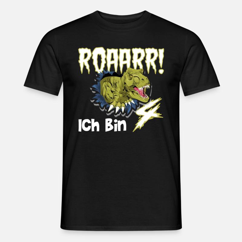 4. Geburtstag 4 Jahre Dino Saurier Dinosaurier - Männer T-Shirt - Schwarz