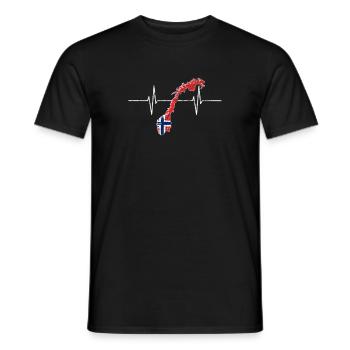 Norvège Norway avec battement de coeur ECG vintage drapeau - T-shirt homme - noir - Devant - AI Model Male 178 light (178cm)