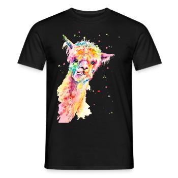 Alpaga coloré Maurice - T-shirt homme - noir - Devant - AI Model Male 178 light (178cm)