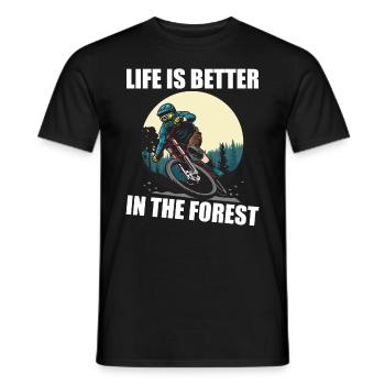 MTB Mountain Bike Life is better in the forest - Men's T-Shirt - black - Front - AI Model Male 178 light (178cm)
