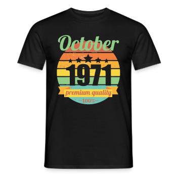 50th birthday 50 years old 50s October 1971 - Men's T-Shirt - black - Front - AI Model Male 178 light (178cm)