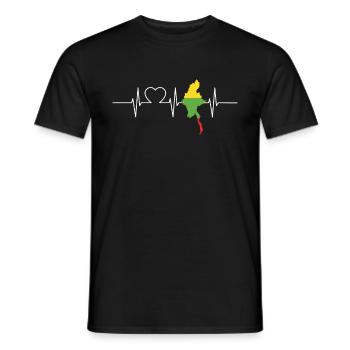 Myanmar with heartbeat ECG Vintage Flag Myanmar - Men's T-Shirt - black - Front - AI Model Male 178 light (178cm)