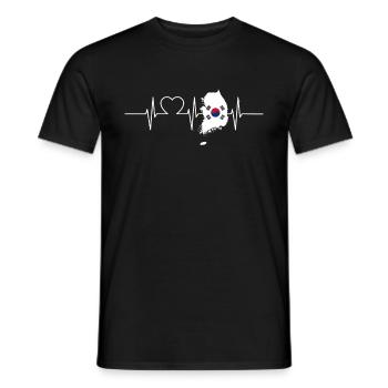Corée du Sud avec battement de coeur ECG Vintage drapeau sud - T-shirt homme - noir - Devant - AI Model Male 178 light (178cm)
