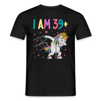 40 ans de licorne J’ai 39 ans+ 40 ans - T-shirt homme - noir - Devant - AI Model Male 178 light (178cm)