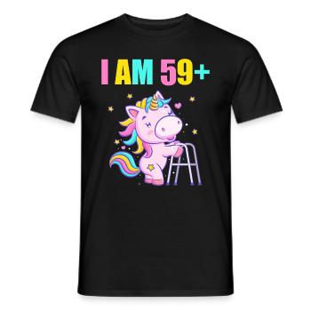 60 years unicorn I am 59+ 60th birthday - Men's T-Shirt - black - Front - AI Model Male 178 light (178cm)