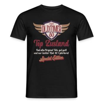 80 Jahre Oldtimer Top Zustand 80. Geburtstag - Männer T-Shirt - Schwarz - Vorne - AI Model Male 178 light (178cm)