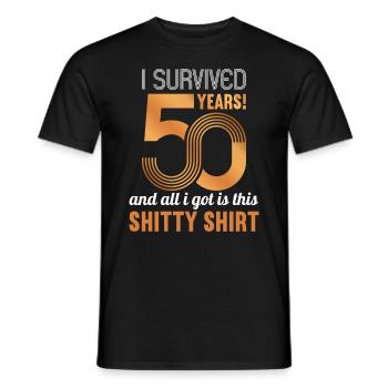50 ans 50 ans, 50 ans, chemise - T-shirt homme - noir - Devant - AI Model Male 178 light (178cm)