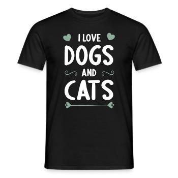 I love Dogs and Cats over Dogs over Cats - T-shirt homme - noir - Devant - AI Model Male 178 light (178cm)
