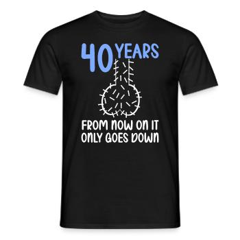 40 years of gravity it goes downhill 40 years 40. - Men's T-Shirt - black - Front - AI Model Male 178 light (178cm)