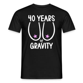 40 years of gravity it goes downhill 40 years 40. - Men's T-Shirt - black - Front - AI Model Male 178 light (178cm)