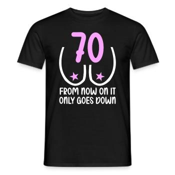 70 years of gravity it goes downhill 70 years 70. - Men's T-Shirt - black - Front - AI Model Male 178 light (178cm)
