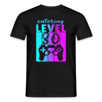 Level 30 Gaming Controller 30th Birthday - Men's T-Shirt - black - Front - AI Model Male 178 light (178cm)
