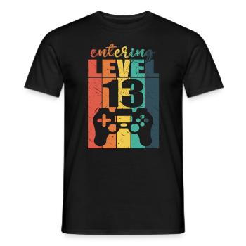 Level 13 Gaming Controller 13th Birthday - Men's T-Shirt - black - Front - AI Model Male 178 light (178cm)