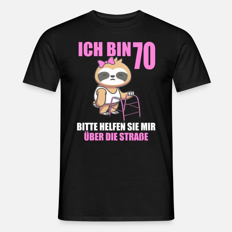 70 bitte helfen Sie mir über Straße 70. Geburtstag - Männer T-Shirt - Schwarz
