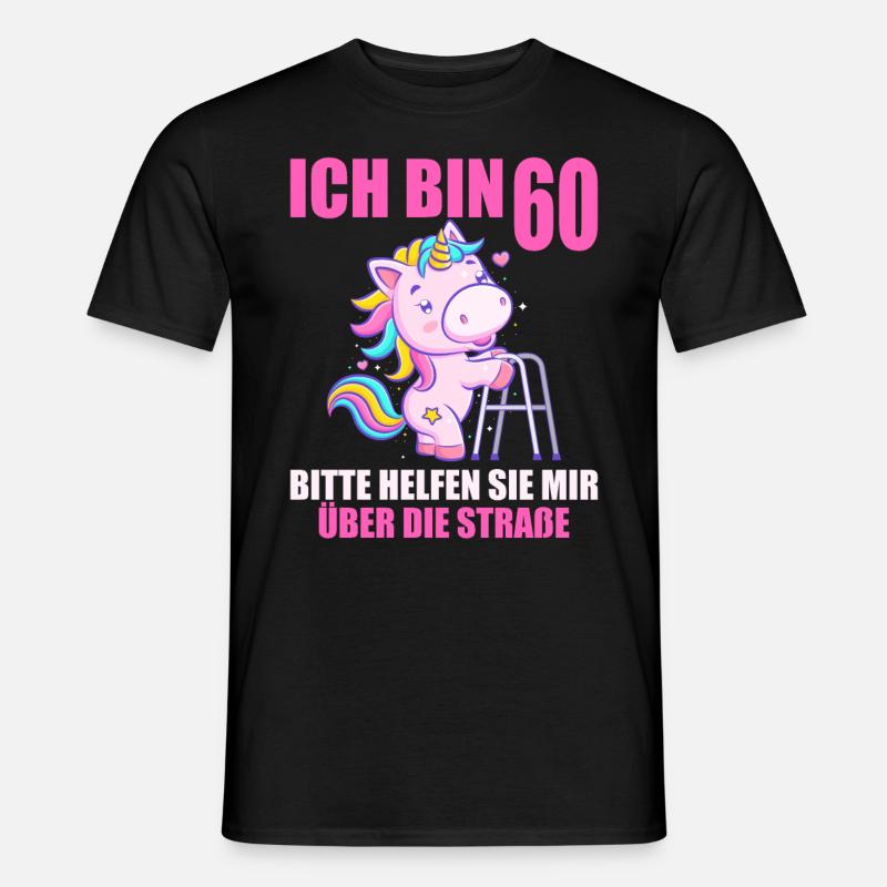 60 bitte helfen Sie mir über Straße 60. Geburtstag - Männer T-Shirt - Schwarz