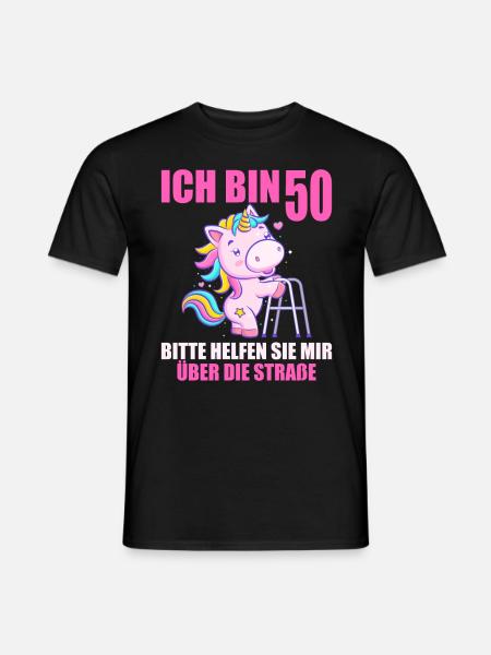 50 bitte helfen Sie mir über Straße 50. Geburtstag - Männer T-Shirt - Schwarz