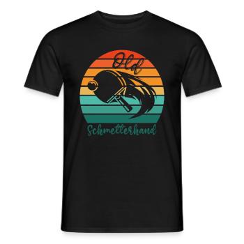 Tischtennis Retro Spieler Old Schmetterhand - Männer T-Shirt - Schwarz - Vorne - AI Model Male 178 light (178cm)