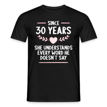 30 ans de mariage 30 ans - T-shirt homme - noir - Devant - AI Model Male 178 light (178cm)
