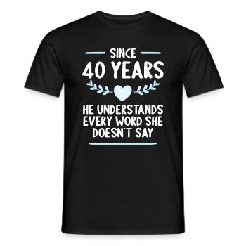 40 ans de mariage 40 ans - T-shirt homme - noir - Devant - AI Model Male 178 light (178cm)