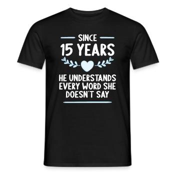 15 Jahre verheirtatet 15. Hochzeitstag - Männer T-Shirt - Schwarz - Vorne - AI Model Male 178 light (178cm)