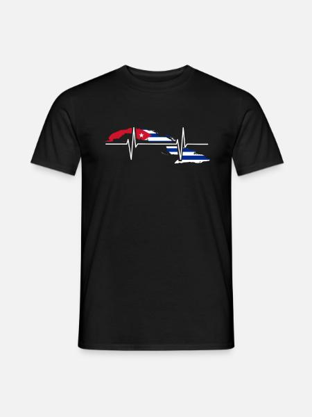 Cuba Heartbeat Flag Vintage Retro Cuba - T-skjorte herre - svart