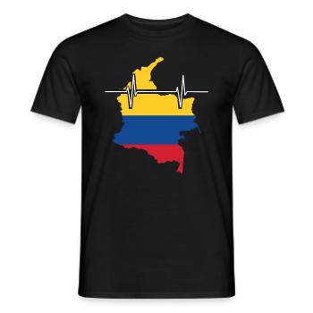 Colombia Heartbeat Flag Vintage Colombia - Men's T-Shirt - black - Front - AI Model Male 178 light (178cm)
