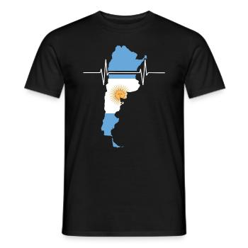 Argentina Heartbeat Flag Vintage Argentina - Men's T-Shirt - black - Front - AI Model Male 178 light (178cm)
