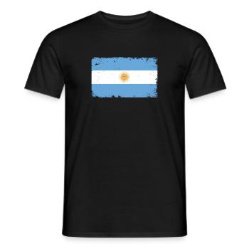 Argentina Heartbeat Flag Vintage Argentina - Men's T-Shirt - black - Front - AI Model Male 178 light (178cm)