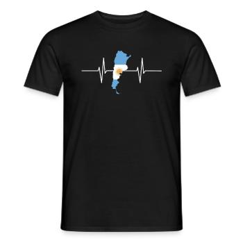 Argentina Heartbeat Flag Vintage Argentina - Men's T-Shirt - black - Front - AI Model Male 178 light (178cm)