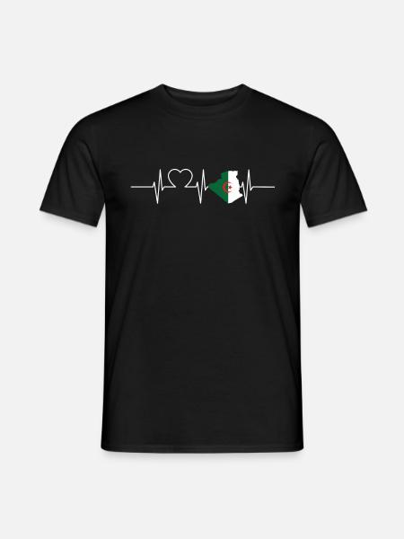 Algérie Battements de cœur Drapeau Algérie vintage - T-shirt homme - noir