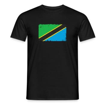 Tansania Herzschlag Flagge Vintage Tansania - Männer T-Shirt - Schwarz - Vorne - AI Model Male 178 light (178cm)