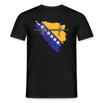 Drapeau De Battements de cœur de Bosnie-Herzégovine Vintage - T-shirt homme - noir - Devant - AI Model Male 178 light (178cm)