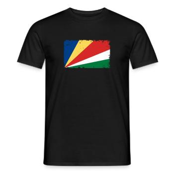 Seychellen Herzschlag Flagge Vintage Seychellen - Männer T-Shirt - Schwarz - Vorne - AI Model Male 178 light (178cm)