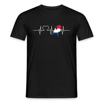 Nederland Heartbeat Flag Vintage Nederland - Heren T-shirt - zwart - Voor - AI Model Male 178 light (178cm)