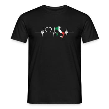 Italy Heartbeat Flag Vintage Italy - Men's T-Shirt - black - Front - AI Model Male 178 light (178cm)