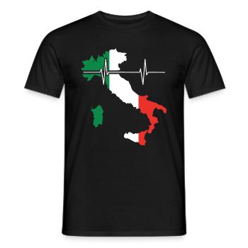 Italy Heartbeat Flag Vintage Italy - Men's T-Shirt - black - Front - AI Model Male 178 light (178cm)