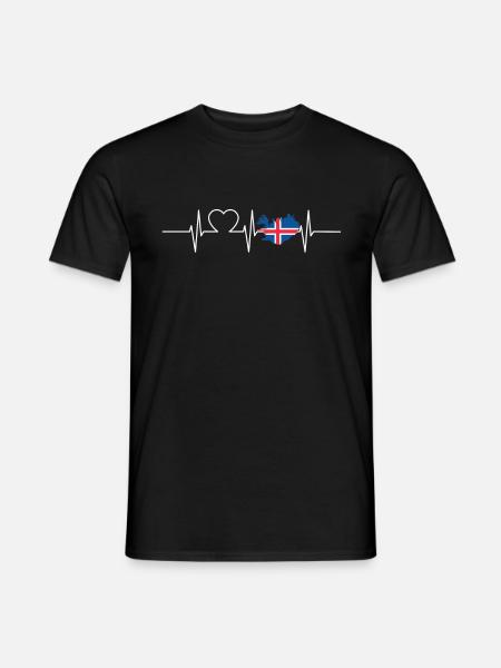 Island Herzschlag Flagge Vintage Island - Männer T-Shirt - Schwarz