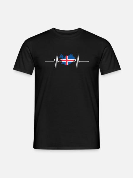 Island Herzschlag Flagge Vintage Island - Männer T-Shirt - Schwarz