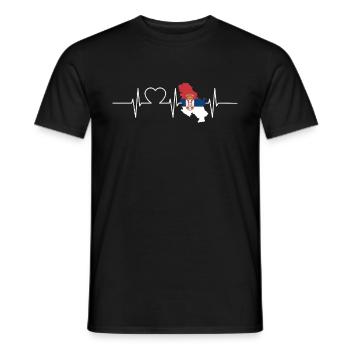 Serbie Battements de cœur Drapeau Serbie Vintage - T-shirt homme - noir - Devant - AI Model Male 178 light (178cm)