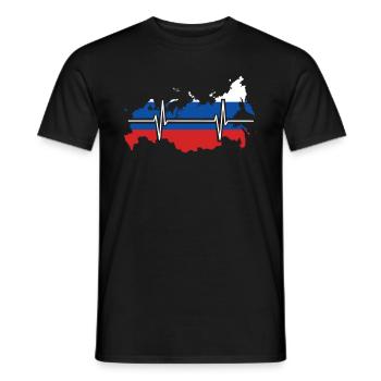 Russie Battements de cœur Drapeau Russie - T-shirt homme - noir - Devant - AI Model Male 178 light (178cm)
