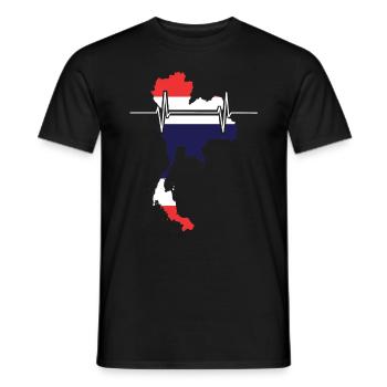 Thaïlande Heartbeat Flag Vintage Thaïlande - T-shirt homme - noir - Devant - AI Model Male 178 light (178cm)