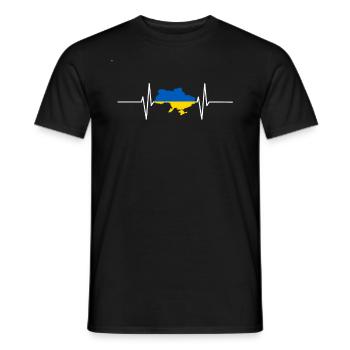 Ukraine Heartbeat Flag Vintage Ukraine - Men's T-Shirt - black - Front - AI Model Male 178 light (178cm)