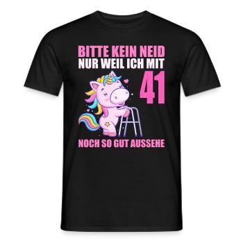 Bitte kein Neid 41 Jahre Einhorn 41. Geburtstag - Männer T-Shirt - Schwarz - Vorne - AI Model Male 178 light (178cm)