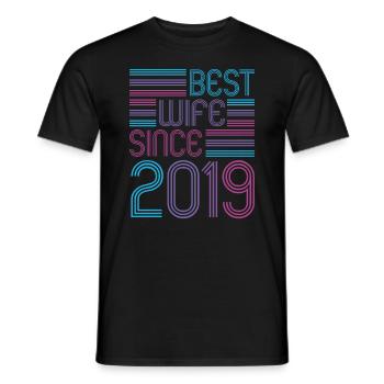 Best Wife since 2019 2nd Wedding Anniversary - Men's T-Shirt - black - Front - AI Model Male 178 light (178cm)