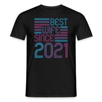 Best Wife since 2021 1st Wedding Anniversary - Men's T-Shirt - black - Front - AI Model Male 178 light (178cm)